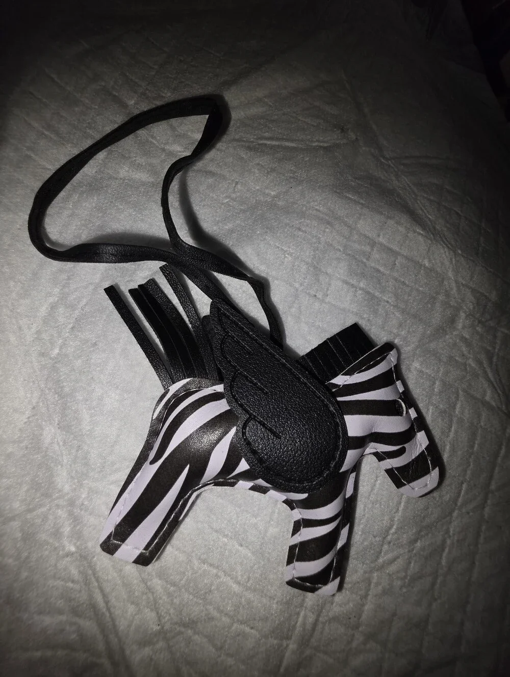 Zebra Print Horse Charm Bag Charm Pendant - Black and White